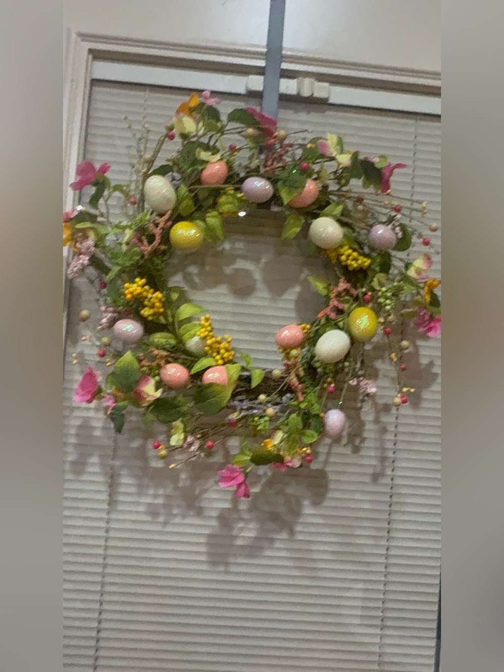 Northlight 20" Easter Egg Berry Floral Spring Wreath - Pastel Pink/Yellow